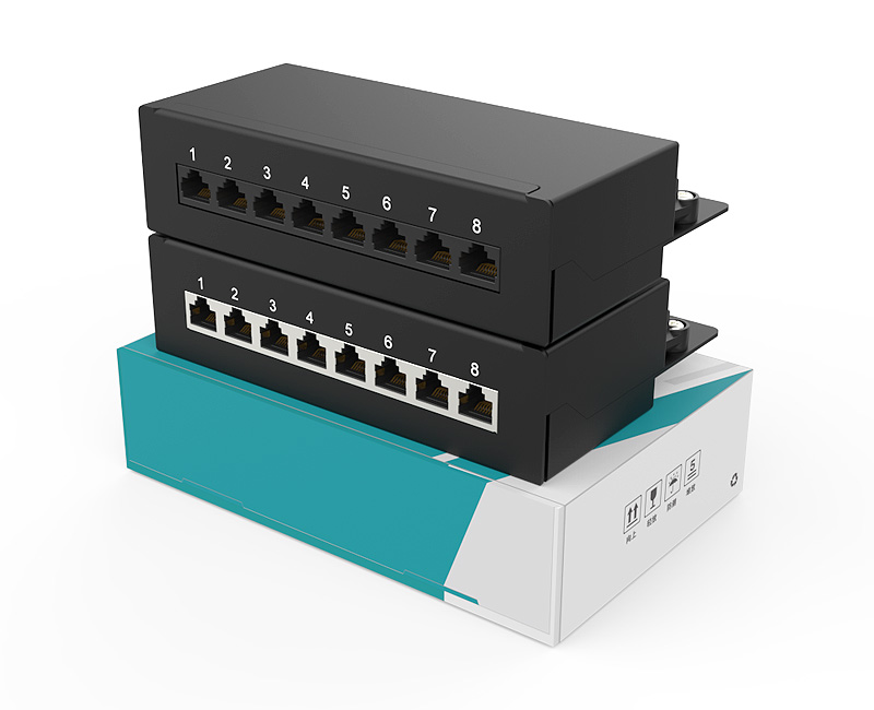 英曼1U8口-防塵網絡配線架（無掛耳-桌面款）Patch Panel